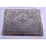 AN ANTIQUE IRANIAN SILVER CIGARETTE CASE. 156 grams. 8 cm x 10 cm.