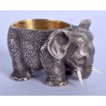 AN UNUSUAL CONTINENTAL JEWELLED ELEPHANT TABLE SALT. 154 grams. 5 cm x 3 cm.