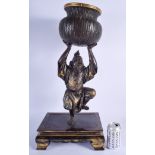 A LARGE 19TH CENTURY JAPANESE MEIJI PERIOD BRONZE FIGURE OF A DANCING MALE by Eisuke Miyao (1875-192