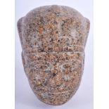 A 19TH CENTURY EGYPTIAN GRAND TOUR GRANITE BUST OF A PHAROAH. 12 cm x 12 cm.