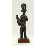 A TRIBAL AFRICAN BRONZE MATERNITY FIGURE. 10cm x 9cm x 31cm