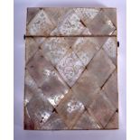 A VICTORIAN MOTHER OF PEARL CARD CASE AND COVER. 7.75 cm x 10 cm