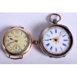 TWO VINTAGE FOB WATCHES. Largest 3 cm wide. (2)