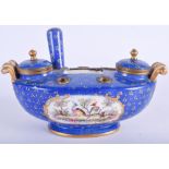 AN ANTIQUE FRENCH PORCELAIN INKWELL Sevres style. 19 cm x 9 cm.