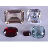 FIVE UNMOUNTED VINTAGE GEM STONES. Largest 1.75 cm x 2.5 cm. (5)