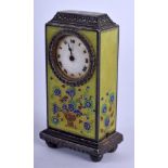 AN ANTIQUE SILVER MINIATURE CARRIAGE CLOCK. 155 grams. 6 cm x 3 cm.