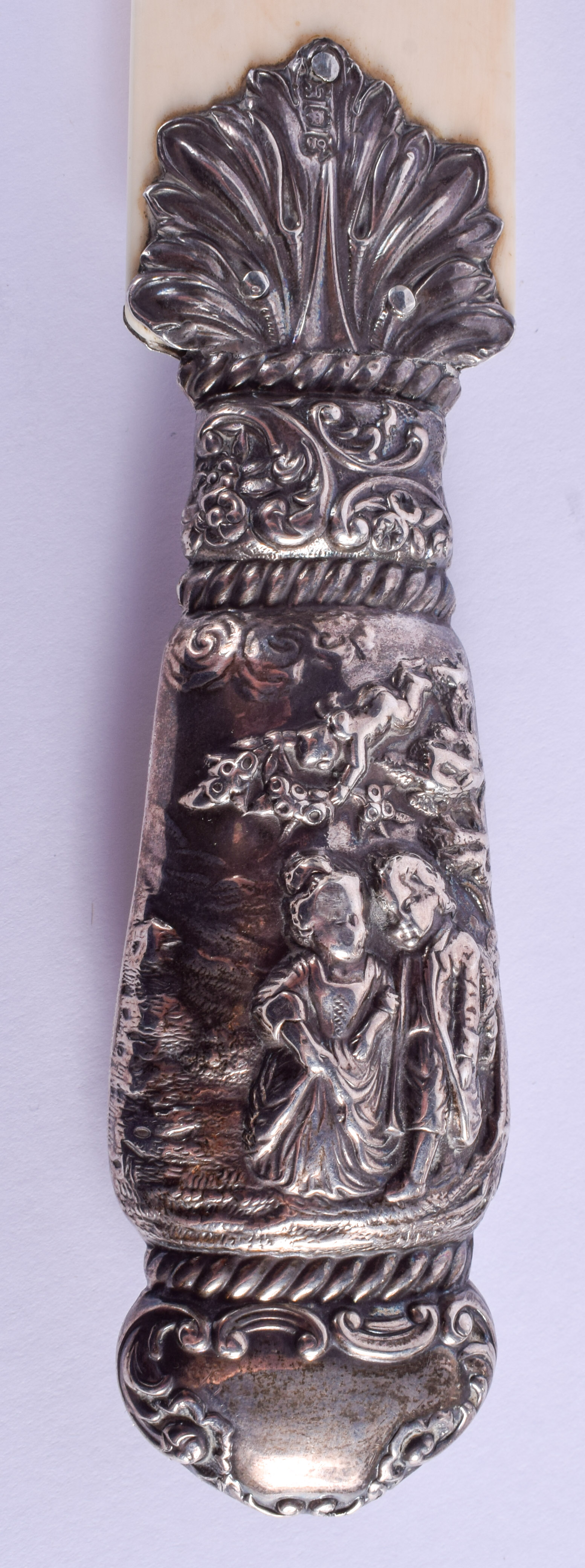 A LATE VICTORIAN/EDWARDIAN SILVER AND IVORY PAPER KNIFE by William Comyns. London 1902. 38 cm long. - Image 2 of 4