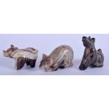 THREE MIDDLE EASTERN CARVED AGATE ANIMALS. (3)