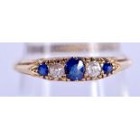AN 18CT GOLD DIAMOND AND SAPPHIRE RING. M/N. 2.3 grams.