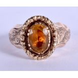 AN ANTIQUE GOLD TOPAZ RING. 5.4 grams. R.