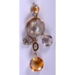 A VINTAGE 9CT GOLD GEM SET PENDANT. 4.5 grams. 4 cm x 1.5 cm.