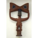 A LARGE TRIBAL YORUBA SHANGO STAFF. Nigeria. 42cm x 12cm x 72cm