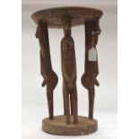 A TRIBAL SENOFU STOOL. Ivory Coast. 26cm x 28cm x 44cm