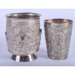 TWO ANTIQUE MIDDLE EASTERN SILVER BEAKERS. 6.3 oz. (2)
