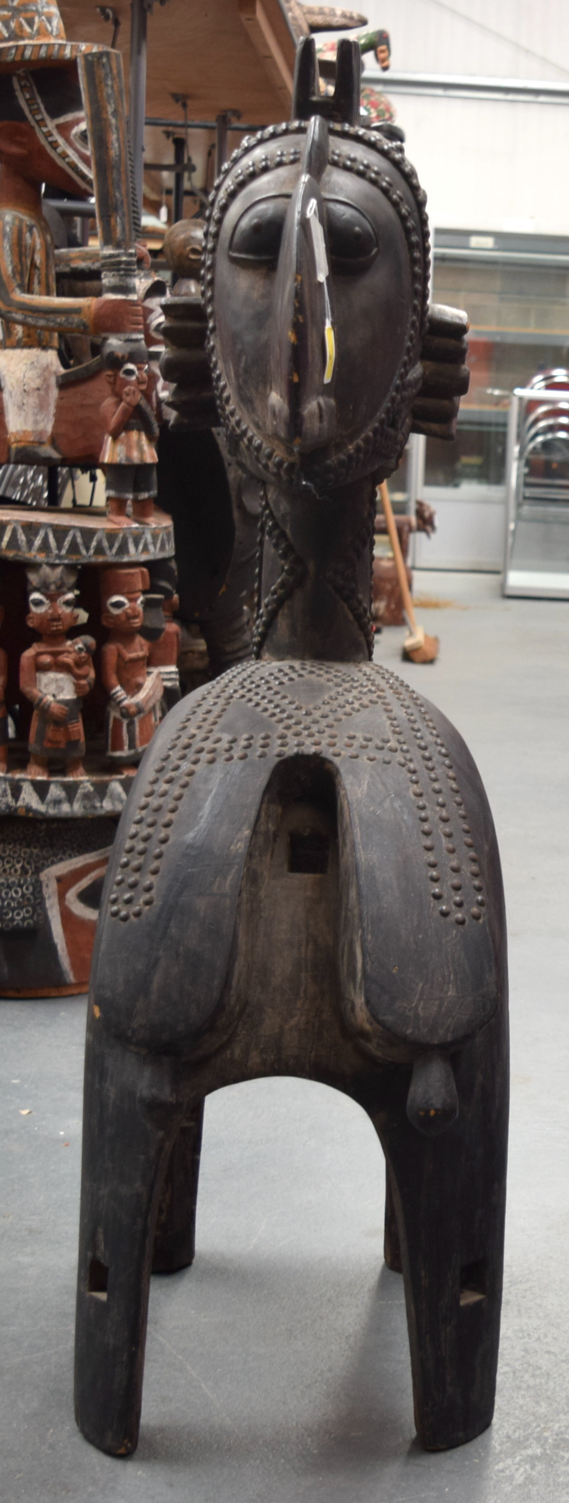 A TRIBAL BAGA NIMBA SHOULDER MASK Guinea Bissau. 36 cm x 61 cm x 120 cm.