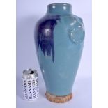 A LARGE CHINESE JUNYAO POTTERY PURPLE SPLASH STONEWARE VASE. 37 cm high.