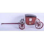 A LOVELY 19TH CENTURY FRENCH SILVER MOUNTED LEATHER CARRIAGE with vacant interior. 74 cm x 23 cm.