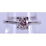 A PLATINUM 1.25 CT DIAMOND SOLITAIRE RING. N/O. 4.7 grams.