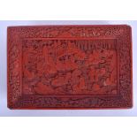 A LARGE 19TH CENTURY CHINESE CARVED CINNABAR LACQUER TRAY Qing, decorated with figures in various pu