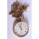 A VINTAGE SMITHS POCKET WATCH with chain. 4.5 cm wide.