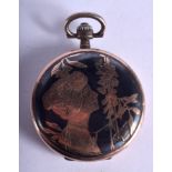 AN ANTIQUE SILVER NIELLO POCKET WATCH. 4 cm wide.