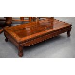 A 19TH CENTURY CHINESE HARDWOOD HUANGHUALI LOW TABLE. 89 cm x 19 cm.