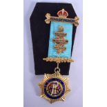 A SILVER GILT MASONIC MEDAL. 9 cm long.