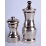 TWO VINTAGE SILVER PEPPER POTS. (2)