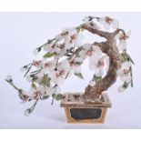 A 1940S CHINESE JADE AND BRASS BONZAI TREE. 19 cm x 19 cm.