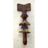 A TRIBAL YORUBA SHANGO STAFF. Nigeria. 7cm x 9cm x 33cm