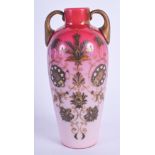 A VICTORIAN ENAMELLED OPALINE GLASS VASE. 15 cm high.