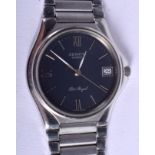 A BOXED ZENITH STAINLESS STEEL WRISTWATCH. 3 cm wide.