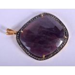 A VINTAGE RUBY AND DIAMOND PENDANT. 3.25 cm x 3.25 cm.