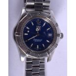 A TAGHEUER BLUE DIAL WRISTWATCH. 3.5 cm wide.