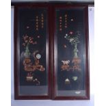 A LARGE PAIR OF CHINESE REPUBLICAN PERIOD JADE BOXWOOD AND CORAL PANELS of unusually fine quality. 1