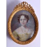 A MID VICTORIAN PAINTED IVORY PORTRAIT MINIATURE. Image 5.5 cm x 6 cm.