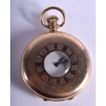 AN ANTIQUE 9CT GOLD HALF HUNTER POCKET WATCH. 93 grams overall. 5 cm wide.