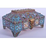 A LARGE CONTINENTAL JEWELLED SILVER CASKET decorated with birds and foliage. 47.9 oz. 20 cm x 14 cm.