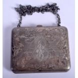 AN ANTIQUE SILVER CASE. 142 grams. 9 cm x 7.5 cm.