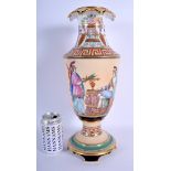 A LARGE 19TH CENTURY FRENCH GRECIAN REVIVAL PORCELAIN PARIS VASE decorated with classical enamelled