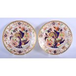 A PAIR OF ANTIQUE DERBY IMARI DISHES. 21 cm wide.