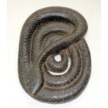 A TRIBAL BAGA CARVED SNAKE. Guinea. 25cm x 5cm x 36cm