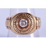 A VINTAGE 9CT GOLD GEM SET ROLEX STYLE RING. R/S. 8.8 grams.