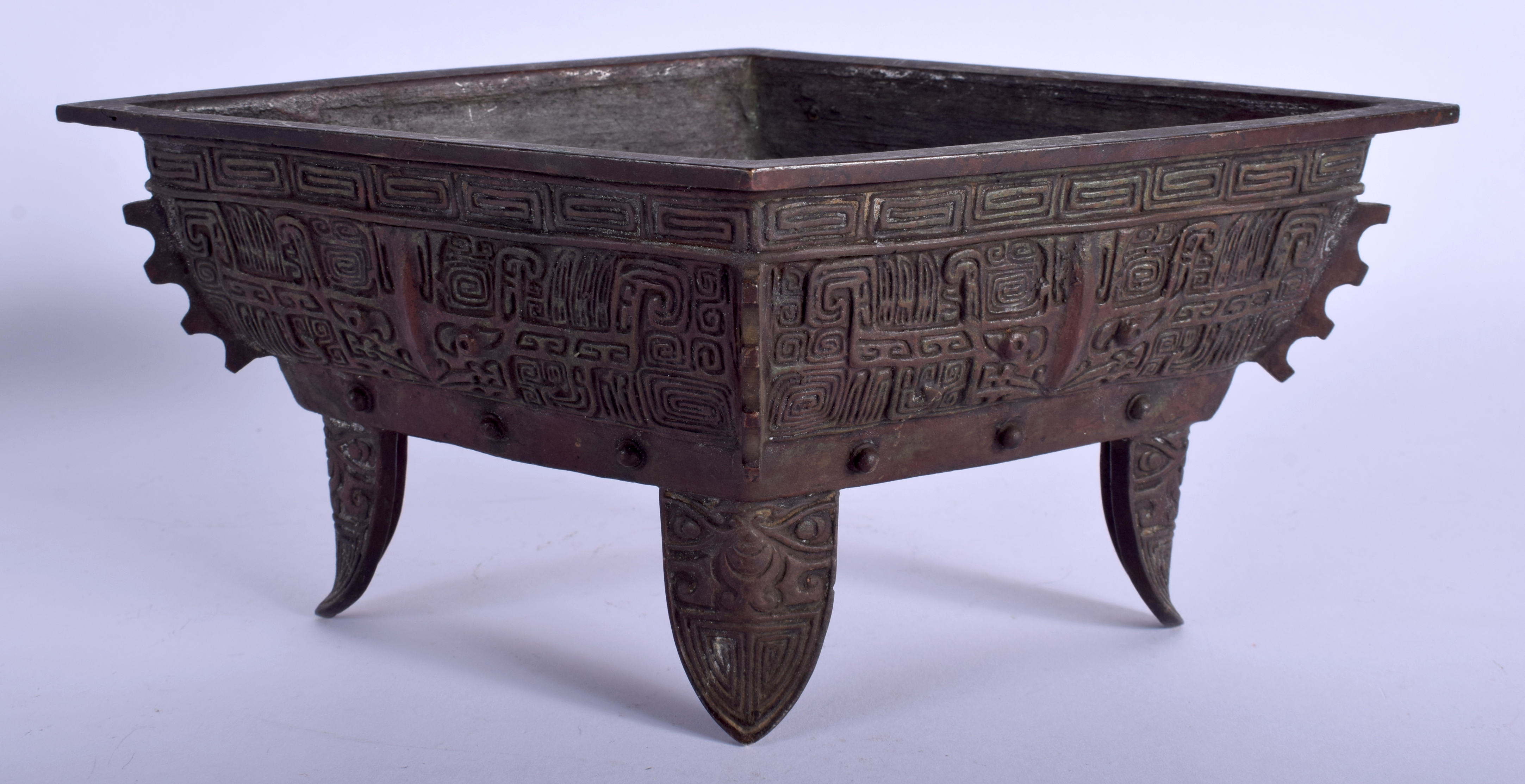 A 19TH CENTURY JAPANESE MEIJI PERIOD LOZENGE SHAPED BRONZE CENSER. 24 cm x 14 cm. - Image 2 of 4