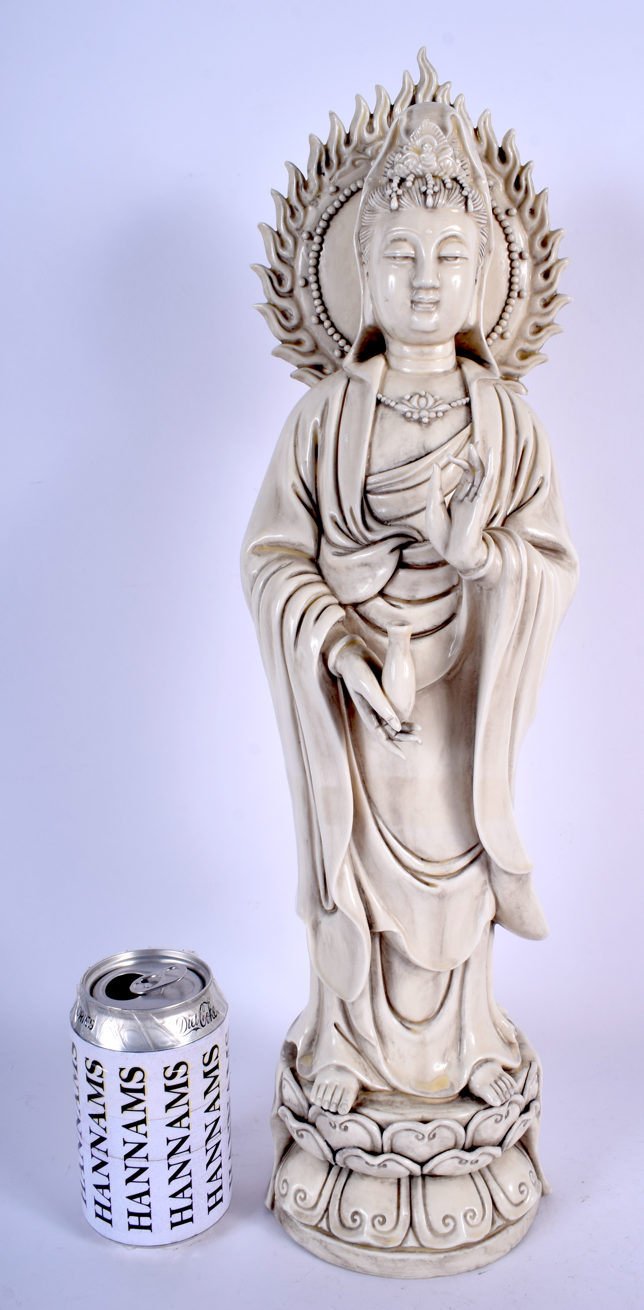 A LARGE CHINESE BLANC DE CHINE FIGURE OF GUANYIN 20th Century. 48 cm high.