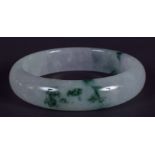 AN EARLY 20TH CENTURY CHINESE CARVED ICEY JADEITE BANGLE Late Qing. 7.5 cm wide.