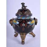 AN EARLY 20TH CENTURY CHINESE CLOISONNE ENAMEL CENSER Late Qing. 11 cm x 19 cm.