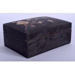 A JAPANESE MEIJI PERIOD BLACK LACQUERED BOX AND COVER. 11 cm x 8 cm.