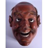 A 19TH CENTURY JAPANESE MEIJI PERIOD LACQUERED NOH MASK. 17 cm x 17 cm.