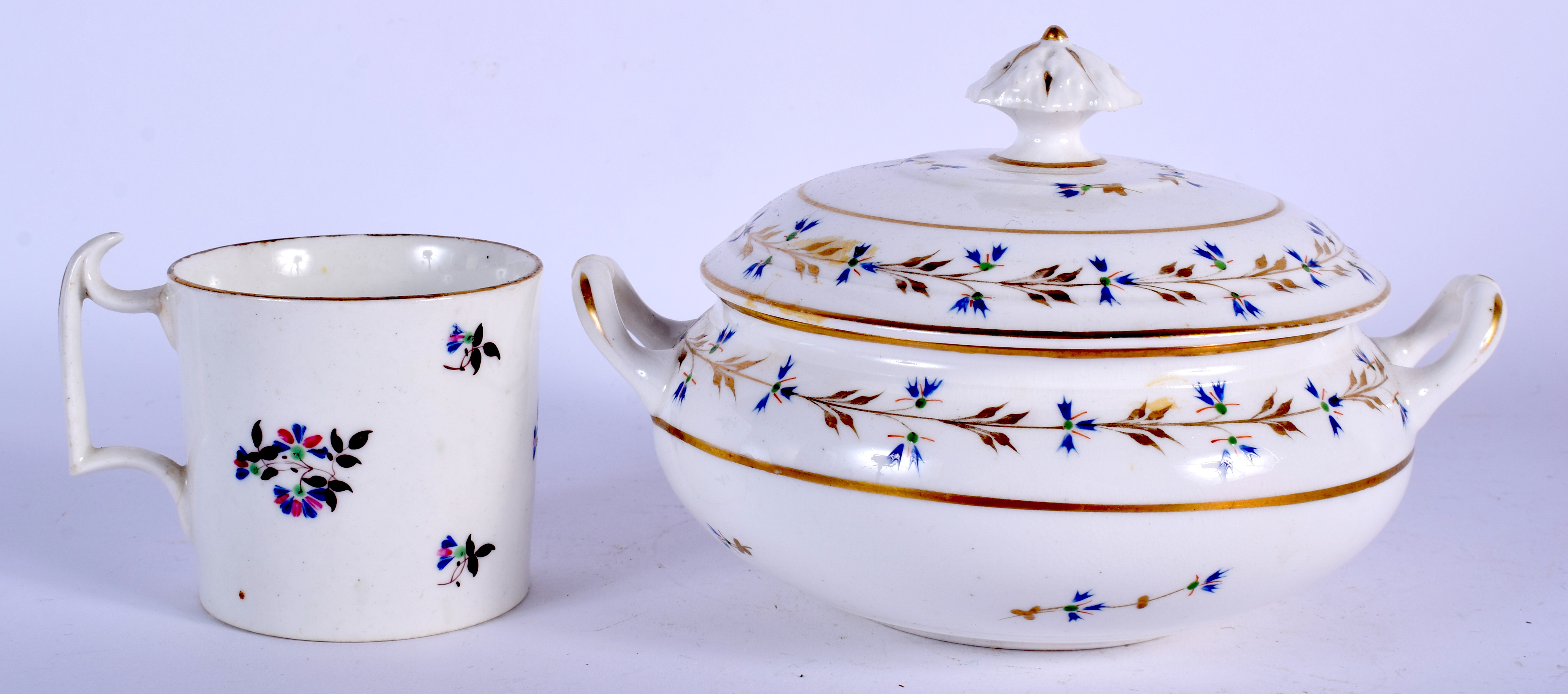 AN 18TH CENTURY DERBY TUREEN AND COVER together with another. 13 cm wide. (2)